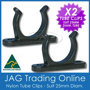 2 x 25mm NYLON TUBE HOLDER CLIPS - Paddle/Boat Hook/Oar/Stern Pole Light Storage - Picture 1 of 2