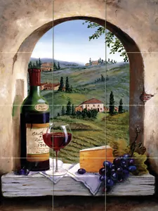 12.75 x 17 Wine Grape Art Arch Mural Ceramic Backsplash Tile #161 - Picture 1 of 3