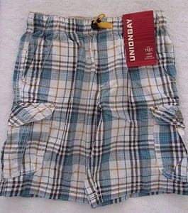 Unionbay® ' 8 -Pocket Cargo Short- Archer Green Plaid  Little Boys Sz  6-7  NWT  - Picture 1 of 2