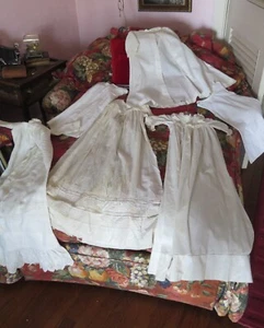 LOT 6 vtg antique clothing 3 are christening white very Long dresses with issues - Picture 1 of 17