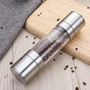 2 in 1 Stainless Steel Salt & Pepper Mill Herb & Spice Grinder Hand Shaker Set - Picture 1 of 9