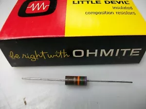 OHMITE 75,000 OHM 2 WATT CARBON COMP. RESISTOR - Bild 1 von 2