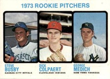 1973 Topps #608 Steve Busby / Dick Colpaert / George Medich RC EX