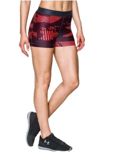 NEW! UNDER ARMOUR [S] Women HeatGear 3” Volleyball/Yoga Shorts-Red/Black 1302777 - Picture 1 of 3