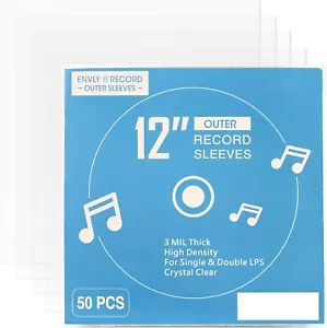 12 inch Record Sleeves Plastic Vinyl LP Single 12" Outer Album Covers 50 100 pcs - Foto 1 di 9