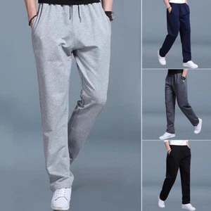 Mens Fleece Open Hem Bottoms Track Pants Casual Joggers Jogging Trousers S 5X р - Picture 1 of 18