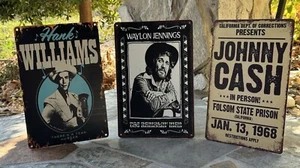 3 Tin Reproduction Signs 12.5" x 16" Hank/Waylon/Cash - Picture 1 of 7