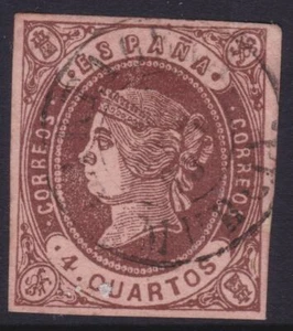 c. 1862 SPAIN ESPANA Correos 4 Cuartos Isabel II Brown Used           REF: SIBA - Picture 1 of 1