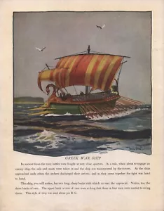 Estampado artístico vintage - barco de guerra griego - artista: Gordon Grant - Imagen 1 de 1