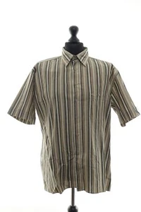 Camel Active Men's Casual Shirt Beige Striped Short Sleeve Cotton D79 - Picture 1 of 5