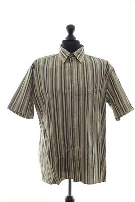 Camel Active Men's Casual Shirt M Beige Striped Short Sleeve Cotton D79 - Image 1 of 4
