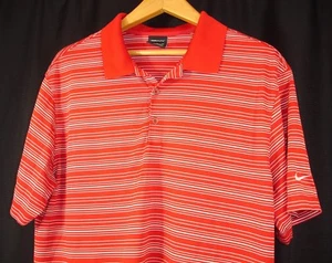 Nike Golf Dri Fit Short Sleeve Polo Shirt Red White Stripe XL - Picture 1 of 6