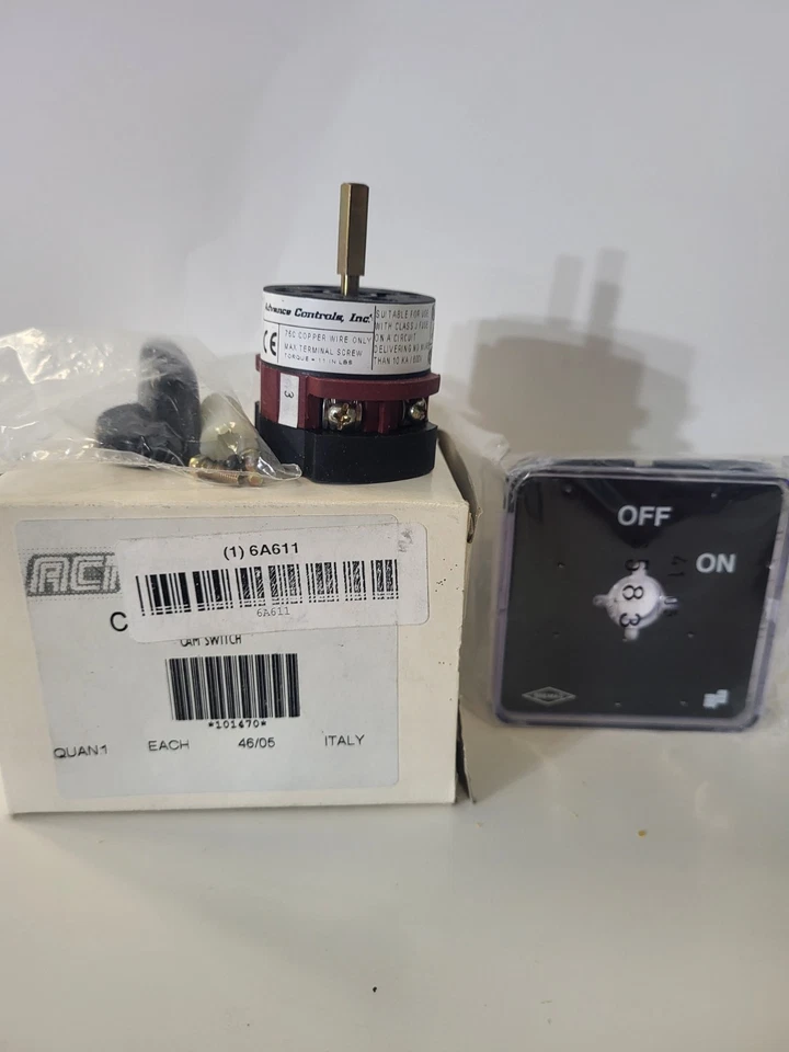 Interruptor de leva giratoria Advance Controls 6A611 con placa frontal y herrajes ‒ Nuevo/sin usar Foto 1 de 1