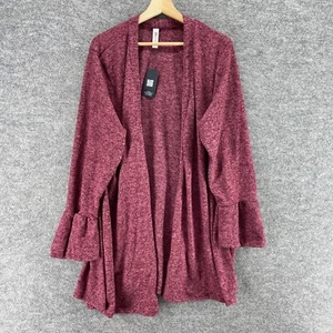 New 24Seven Cardigan Women 2X Plus Purple Open Front Long Sleeve Knit Casual - Picture 1 of 8