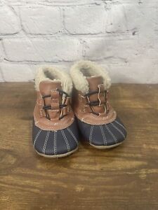 Robeez Mini Shoez Infant Boy's 18 - 24 Months Leather Brown Boots Shoes