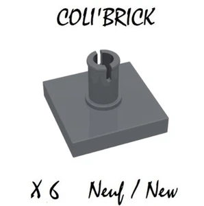 Lego 2460 - 6x Brique / Tile, modified 2x2 with Pin - Dark bluish Gray - NEUF - Picture 1 of 1