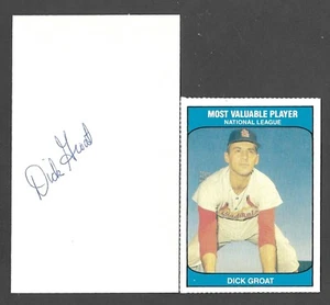 Dick Groat ( Debut 1952 ) PIT STL PHI SF SIGNED AUTOGRAPH AUTO 3x5 INDEX COA - Picture 1 of 1