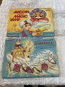 2 Vintage Pop-up Books. Cinderella And Aladdin