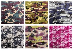 Camouflage Patterned Green Blue Pink Brown Unisex Camo Bandana Head Neck Scarf - Picture 1 of 8