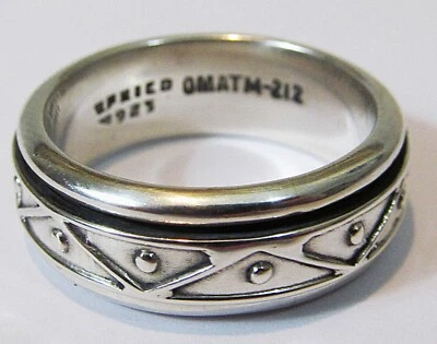 OMATM-212 Taxco Mexico Decorative Spinner Band Sterling Silver Ring size 8-1/2 - Image 1 of 4