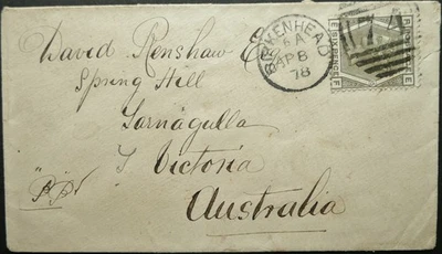 GB 8 APR 1878 QV 6d RATE COVER FROM BIRKENHEAD TO TARNAGULLA,VICTORIA, AUSTRALIA — 第 1/3 张图片
