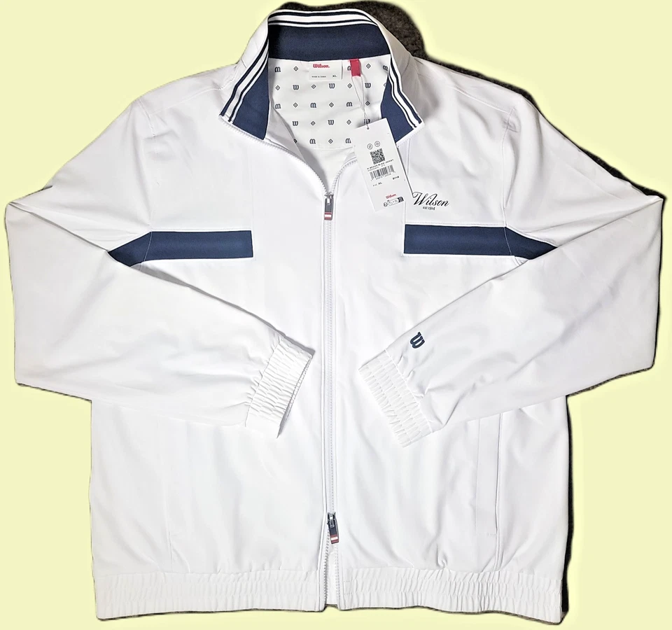 Chaqueta Wilson Grand Slam - XL para hombre - Chaqueta de calentamiento con cremallera completa - Blanco brillante Foto 1 de 4
