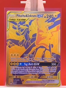 Tarjeta Pokémon Pikachu & Zekrom GX SM248 Arte Completo Especial Oro Promo - Imagen 1 de 14