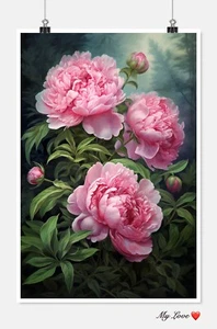 Schöne rosa Pfingstrosen - gezählte Kreuzstichmuster - Farbe & BW Symbole - Bild 1 von 2