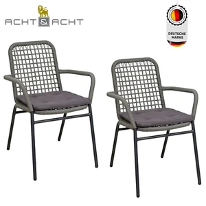 Terrassenstuhl mit Sitzkissen wetterfest, Gartenstuhl, Indoor &Outdoor-Stapelbar - Bild 1 von 7