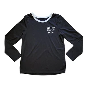 Justice Long Sleeve Black T-Shirt Youth Est. 2004 Girls Size 10 - Picture 1 of 7