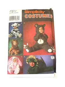 Simplicity Sewing Pattern 7317 Cow Dragon Bear Rabbit Lion Costume Toddler 1/2-4 - Picture 1 of 2