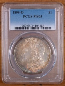 1899-O Morgan Silver Dollar - PCGS MS65 - Hazy Toned - Pastel Toning DCB386 - Picture 1 of 2