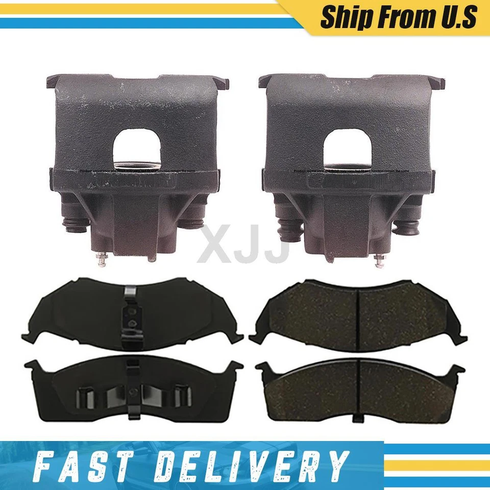 Pinzas de freno delanteras izquierda derecha y pastillas de cerámica para Dodge Caravan 1996-2000 Foto 1 de 4