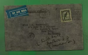 DR WHO 1937 NEW ZEALAND AIRMAIL TO HONG KONG FORWARDED j98555 - Picture 1 of 2