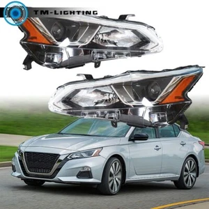 Headlights For 2019-2021 Nissan Altima Chrome Left+Right Side Headlamps Halogen - Picture 1 of 9