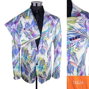 TALLIA 2-Pcs Summer Print Cotton Multi-color Suit Blazer Sz XL (48) Pants 38X32 - Picture 1 of 18