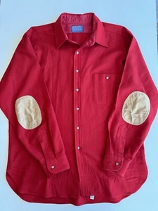 Pendleton Red Pure Virgin Wool Elbow Patch Flannel Men's XL USA Made *Flaws - Picture 1 of 9