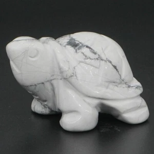 1.5" Turtle Tortoise Natural Gem White Howlite Turquoise Carved Animal Figurine - Picture 1 of 7