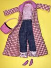 Barbie Vintage Pink & Denim Fashion set w Long Checkered Coat 🌸