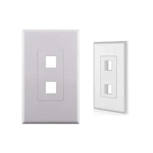 Cubierta de placa de pared Decora blanca de 1 velocidad sin tornillos con inserto de conector Keystone de 2 puertos - Imagen 1 de 10