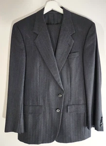 44 Regular Vintage Hickey Freeman Herren Anzug Sakko Hose Grau Nadelstreifen Wolle Set - Bild 1 von 12