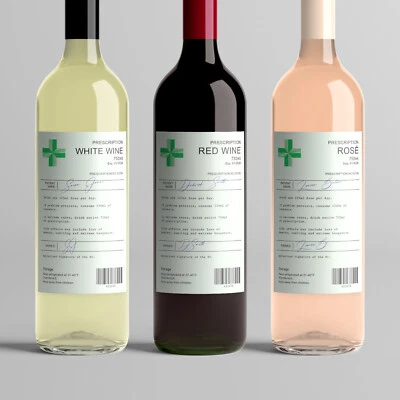 EVER SO PERSONAL Personalised Prescription Wine Bottle Label - Novelty Birthday Christmas Gift