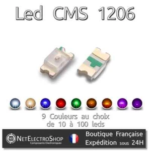 Leds CMS SMD 1206 - Choix 9 couleurs - 10 à 100 leds - Picture 1 of 1