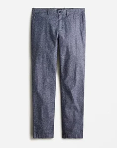 NWT J. Crew Re-Imagined 770 Straight Pants Mens 33x32 Blue Stretch Cotton Linen - Picture 1 of 16