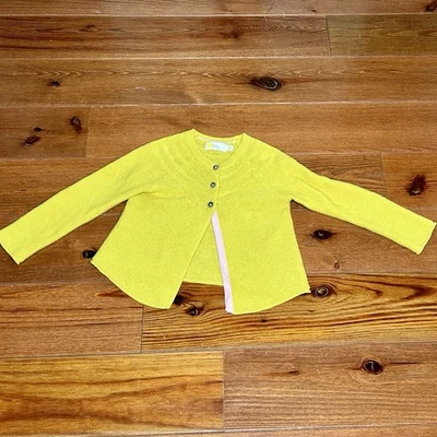 Cardigã feminino Mini Boden acabamento rosa amarelo 3-4 anos marrom em excelente estado usado - Imagem 1 de 4