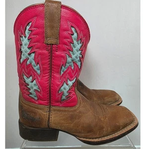 Ariat Leder Wackelzimmer Kinder Cowboystiefel Größe 13 rosa und braun - Bild 1 von 8