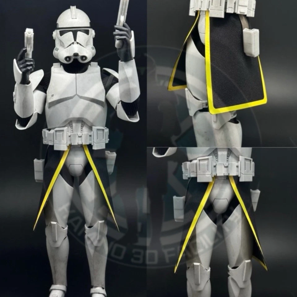 Conjunto Kama Star Wars 1/6 personalizado preto e amarelo para boneco Clone Trooper 12 polegadas - Imagem 1 de 1