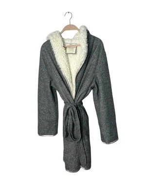 Anthropologie Pure + Хороший Халат Средний/Большой Серый Поясной С Капюшоном Двусторонний - Изображение 1 из 3