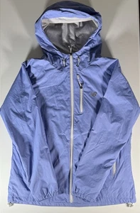 New Balance Hooded Winbreaker Rain Jacket Womens XL Blue Running Mesh Lined - Picture 1 of 16
