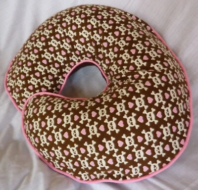 Skulls and Pink Hearts Nursing Pillow Cover - fits Boppy - Sample Sale - Image 1 of 4